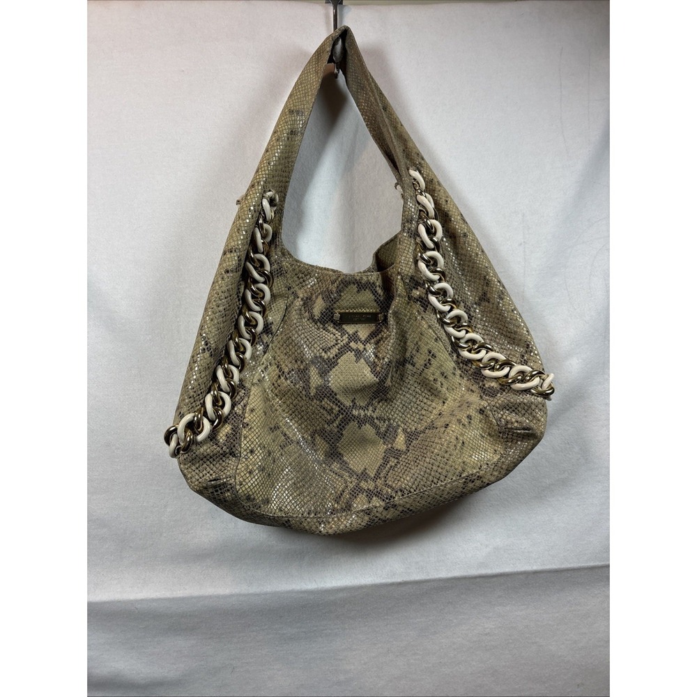 Michael Kors Snakeskin Shoulder Bag Gold Chain Accents